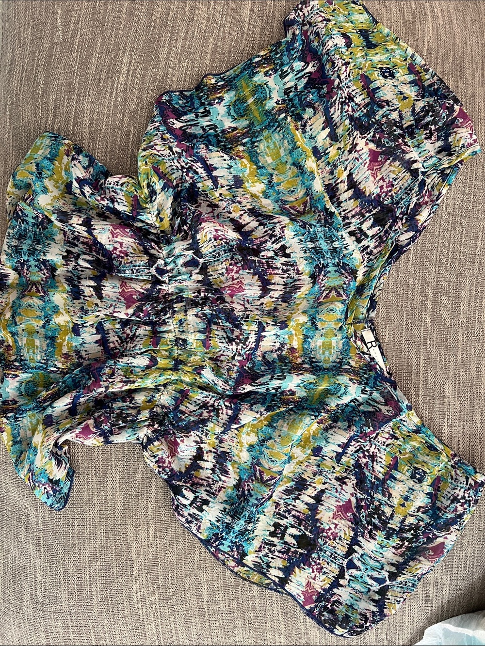 Going Out Printed Off-Shoulder Women’s Top in Teal & Yellow
